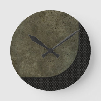 Curved Steel Plate Graphic on Industrial Mesh Round Clock