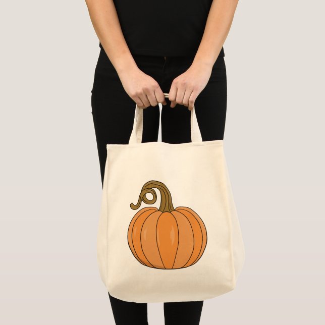 Curved Stem Pumpkin Illustration Tote Bag (Front (Product))