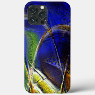 Curved strokes over sepia to green and blue rind iPhone 13 pro max case