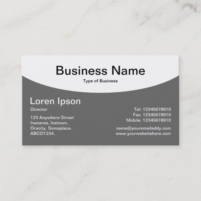 Curved Top - Grey Business Card (Front)