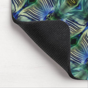 Curved transverse stripes in showy green and blue mouse pad