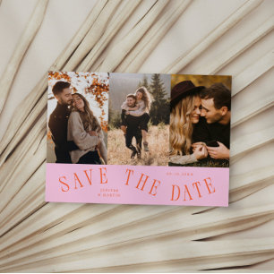 Curved Typography Multi Photo Orange Pink Save The Date