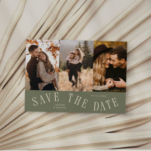 Curved Typography Multi Photo Sage Green Save The Date