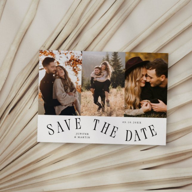 Curved Typography Multi Photo White Save The Date (Creator Uploaded)