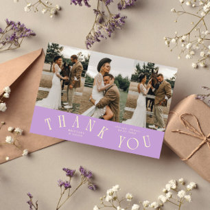 Curved Typography Wisteria Wedding Multi Photo  Thank You Card