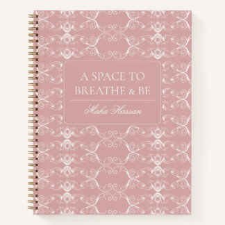 Curved Vector Dusty Rose Design | Custom Name Notebook