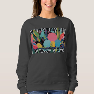 Curves and dots with leaves sweatshirt