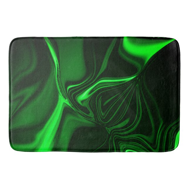 Curves and folds green nickeled on dark background bath mat (Front)