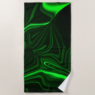 Curves and folds green nickeled on dark background beach towel