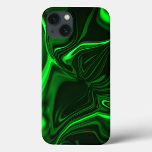 Curves and folds green nickeled on dark background iPhone 13 case
