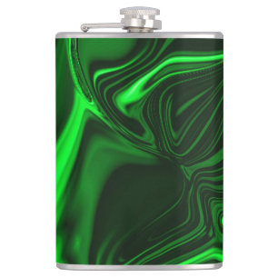 Curves and folds green nickeled on dark background hip flask
