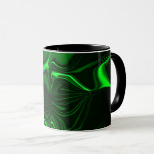 Curves and folds green nickeled on dark background mug