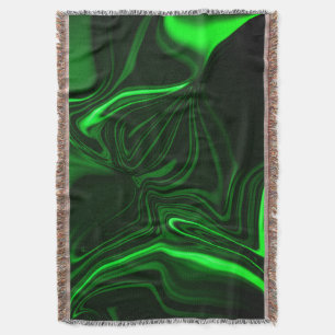 Curves and folds green nickeled on dark background throw blanket