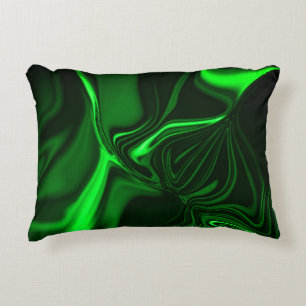 Curves and green folds on a dark background. decorative cushion