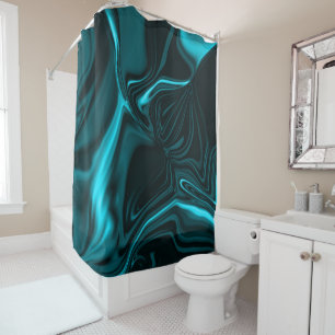 Curves in dark turquoise blue, deep sky or cyan shower curtain
