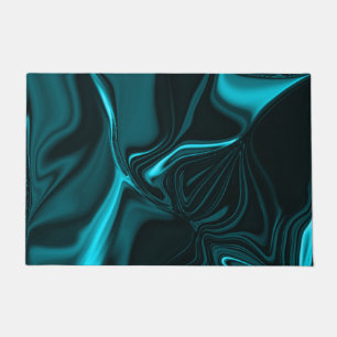 Curves in turquoise blue, deep sky or cyan. doormat