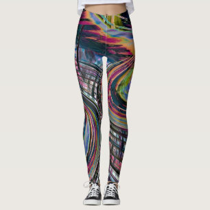 Curves looking like space road, colourful notched leggings