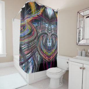 Curves looking like space road, colourful notched shower curtain