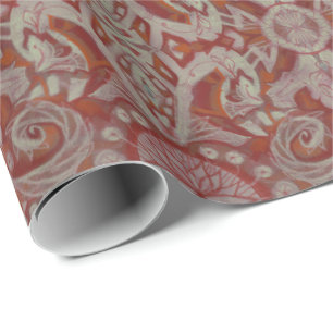 Curves & Lotuses, abstract arabesque pattern Wrapping Paper