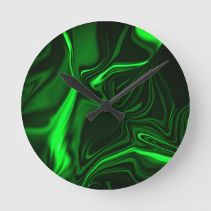 Curves or undulations green metallic, deep dark round clock
