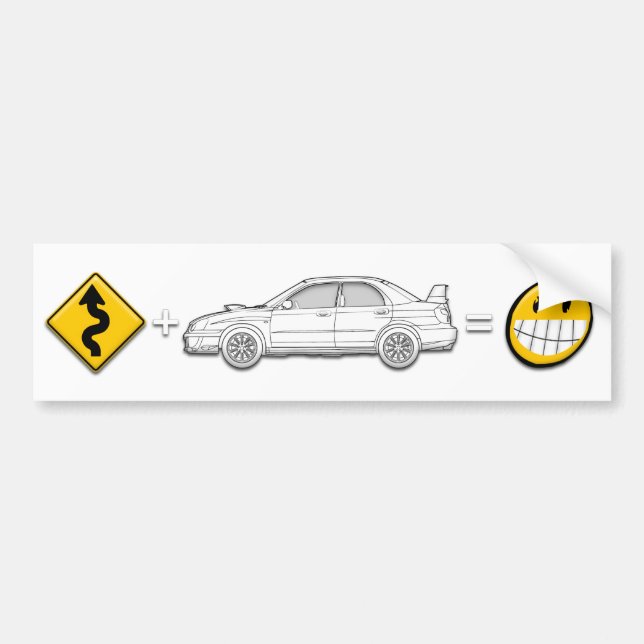 Curves, Subaru, equals fun bumper sticker (Front)