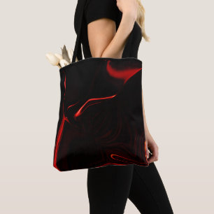 Curves, undulation in red darkest, black fund. tote bag