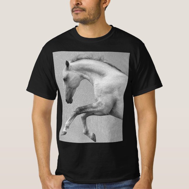 Curvet Horse Modern Animal Template Mens Black T-Shirt (Front)