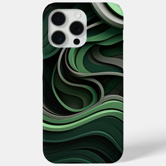 Curvilinear abstract in green and grey Case-Mate iPhone case (Back)