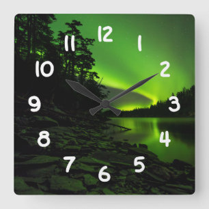 Curving Aurora Square Wall Clock