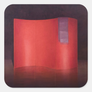 Curving red lacquer screen square sticker