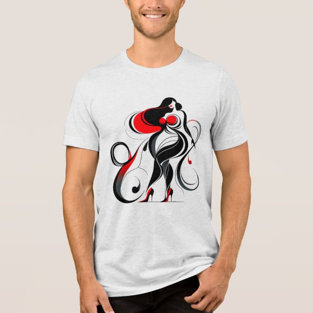 Curvy Abstract Silhouette Art Tri-Blend Shirt (Front)