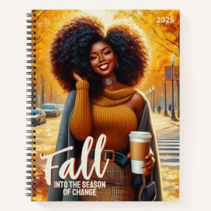 Curvy African American Woman in Cosy Fall Attire Notebook