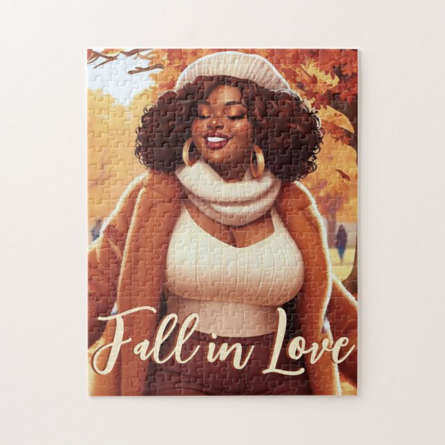 Curvy Black Woman Fall Bliss Jigsaw Puzzle (Vertical)
