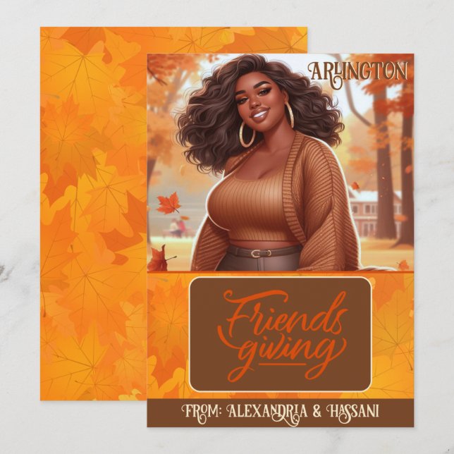 Curvy Black Woman Friendsgiving Gift Card Holder (Front/Back)
