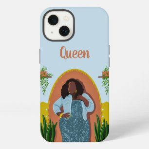Curvy, Black Woman, Houseplants, Mustard & Blue iPhone 13 Case