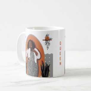 Curvy Black Woman, Houseplants, Orange & Grey,  Co Coffee Mug