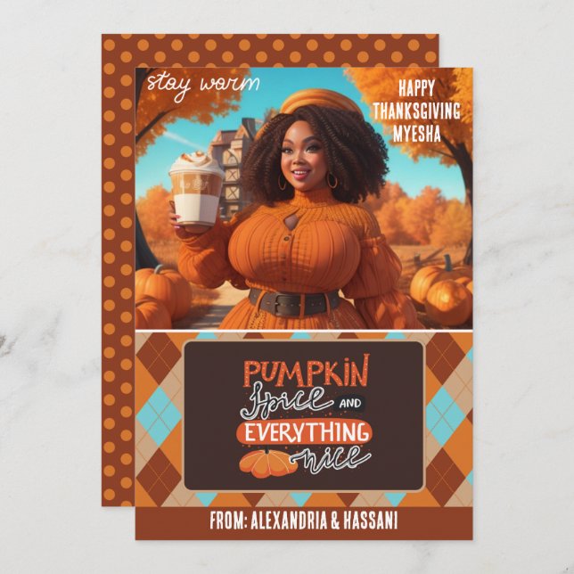 Curvy Black Woman Pumpkin Spice Gift Card Holder (Front/Back)
