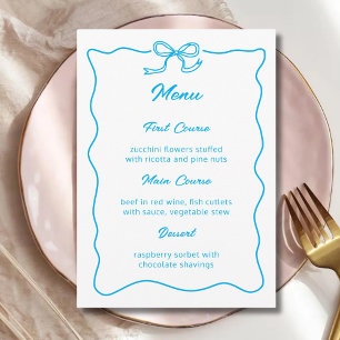 Curvy Bow Minimalist Wedding Bridal Shower Party Menu
