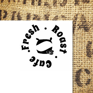 Curvy Coffee Bag & Coffee Beans Logo Rubber Stamp