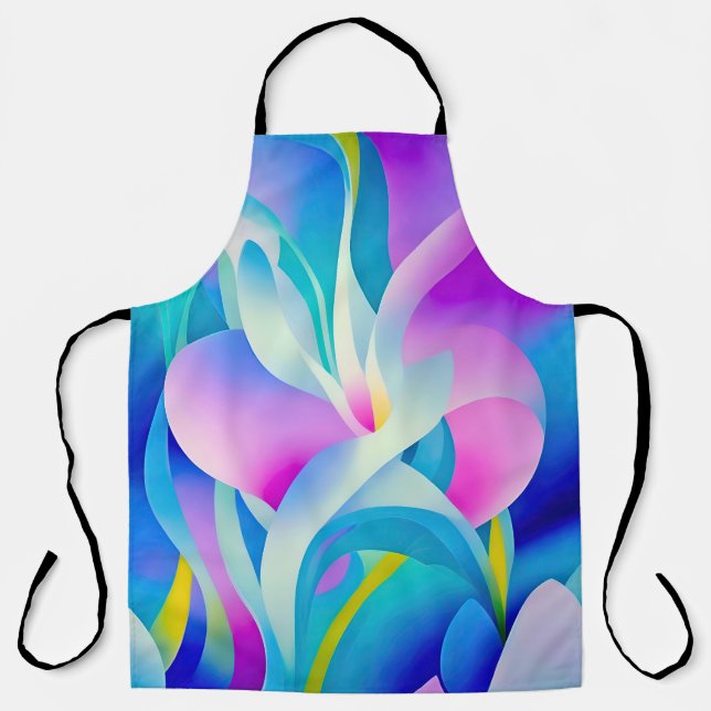 Curvy Floral Pastel Abstract Apron (Front)