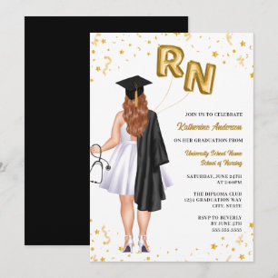 Curvy Girl Nursing School Graduation Party Invitation