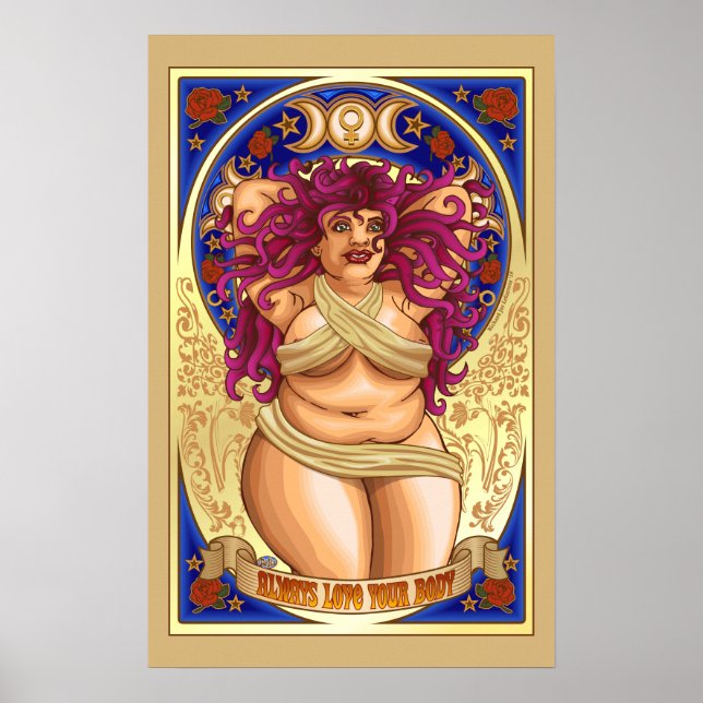 Curvy Goddess Always Love Your Body poster moon (Front)