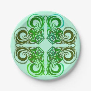 Curvy Green Retro Dinner Plate