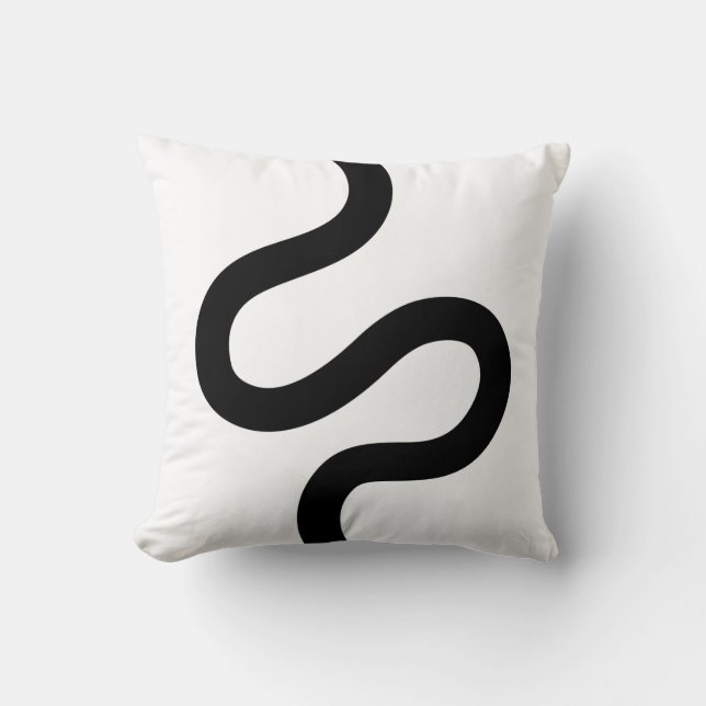 Curvy Line 02 - Black on White Cushion (Front)