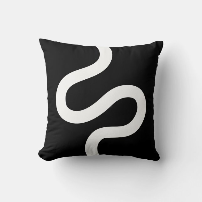Curvy Line 02 - White on Black Cushion (Front)