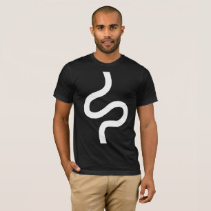 Curvy Line 02 - White on Black T-Shirt