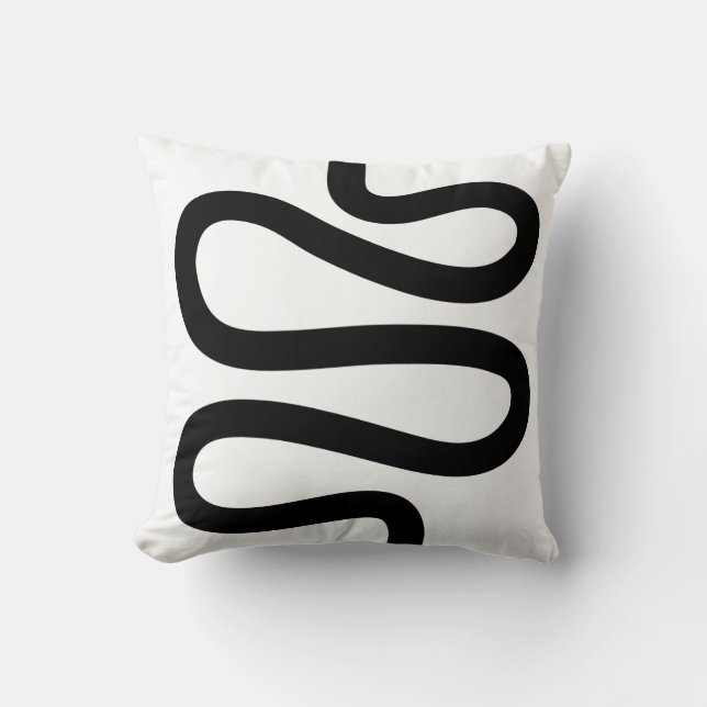 Curvy Line - Black on White Cushion (Front)
