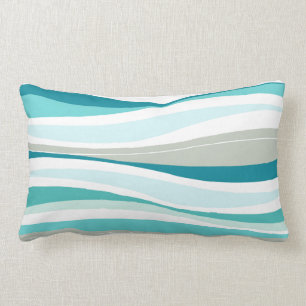 Curvy Lines aqua designer Lumbar Cushion