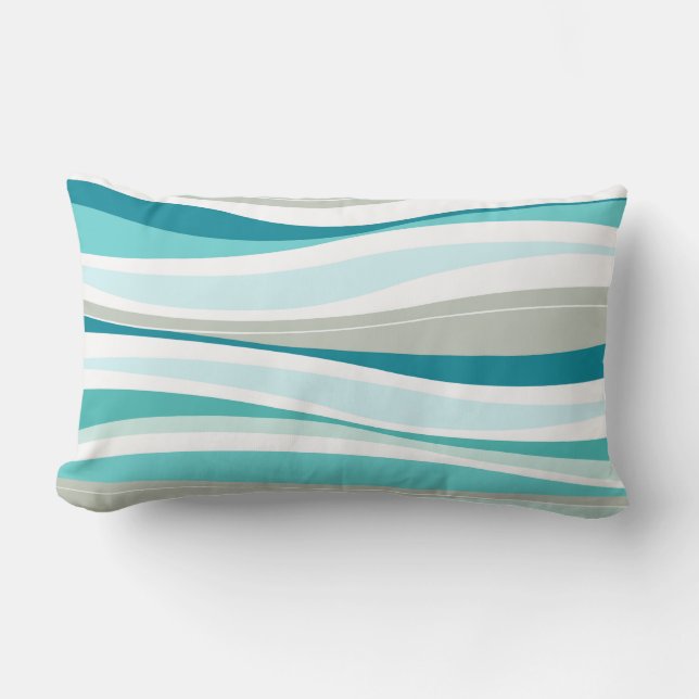 Curvy Lines aqua designer Lumbar Cushion (Front)