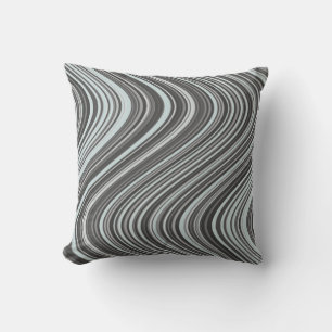 Curvy Lines in Cyan & Grey Cushion